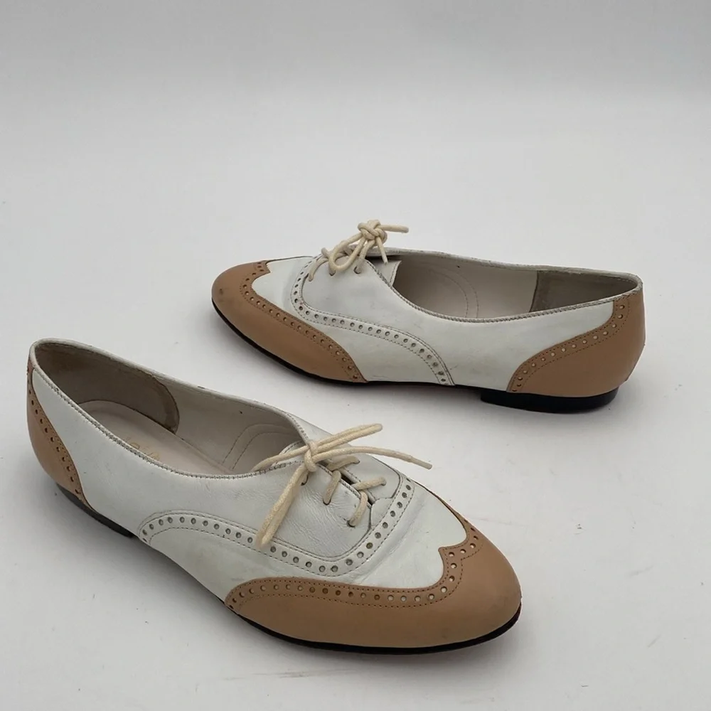 Vintage GH Bass Women Two-Tone Oxford Shoes leather casual retro Y2K office goth